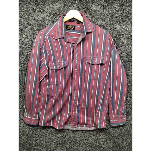Vintage Eddie Bauer Shirt Adult Large Tall Red Verticle Stripe 90s McKinley Clot - Picture 1 of 8